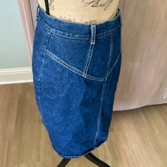 Vintage Denim Midi Skirt pencil straight seamed Y2K 90’s western festival Small - Picture 10 of 15